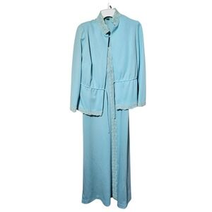 VTG 60s/70s Miss Rubette Sz 10  Two-Piece Sleeveless Maxi Gown Dress/Jacket Prom